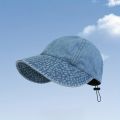 1× Summer Sun Cowboy Hat Foldable Wide Brim Women Hiking Bucket Hat Outdoor UV Protection Adjustable Beach Panama Ponytail Cap.