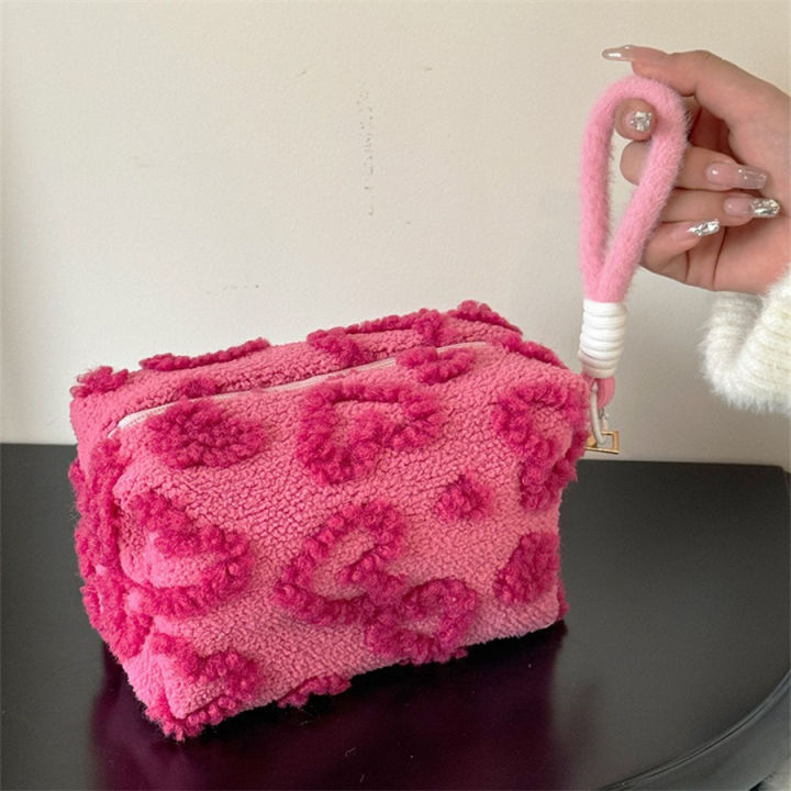 Plush%20Makeup%20Bags%20with%20Handle%20Soft%20Travel%20Cosmetic%20Storage%20Bag%20Portable%20Love%20Print%20Organizer%20Pencil%20Case%20Cute%20Clutch%20Pouch%20-%20Image%202