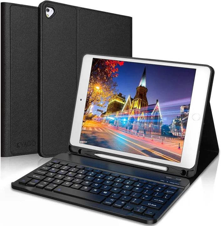 iPad Keyboard Case for 6th generation also with Compatible with iPad 6th Generation,iPad 5th Generation, iPad Pro 9.7 inch, iPad Air 2,iPad Air, Protective Folio Cover with Wireless Bluetooth Keyboard -Black