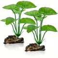 1pc Artificial Aquarium Plants Realistic Floating Leaves Sturdy Stem, Reptile Terrariums Low-Maintenance Water Tank Decoration.