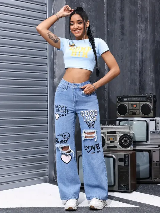 Women's%20High%20Waist%20Button%20Up%20Butterfly%20Print%20Jeans%20Fashion%20Casual%20Straight%20Pants%20for%20Women%20Spring%20Summer%202024%20Chic%20Ripped%20Jeans%20-%20Image%206