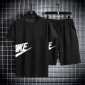Men's summer short sleeved set, quick drying short sleeved T-shirt shorts, running sports set, two-piece set.