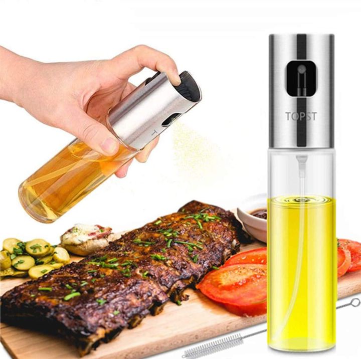 100ml Olive Oil Sprayer | Transparent Food-grade Glass Oil Mister, Portable Cooking Oil Spray Vinegar Bottle Oil Dispenser for Kitchen, BBQ, Making Salard, Baking, Roasting, Grilling, Frying
