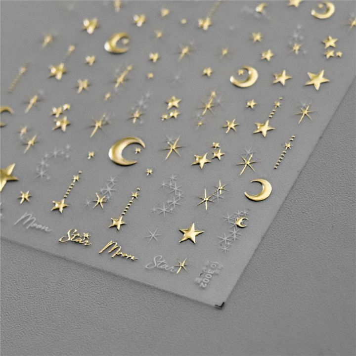 1PC%205D%20Korean%20Bronzing%20Nail%20Stickers%20Japanese%20Gold%20Silver%20Star%20Moon%20Luxury%20DIY%20Nail%20Art%20Decoration%20Decals%20Manicure%20Accessories%20-%20Image%203