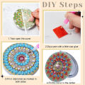 1pc/Set DIY Mandala Diamond Art Compact Mirror Leather Portable Folding Mirror Kit Diamond Painting Pocket Mirror for Adults. 