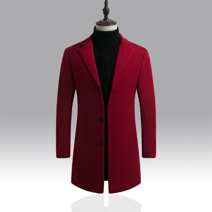 2024%20Spring%20Autumn%20New%20Long%20Cotton%20Coat%20New%20Wool%20Blend%20Pure%20Color%20Casual%20Business%20Fashion%20Men's%20Clothing%20Slim%20Windbreaker%20Jacket%20-%20Image%206