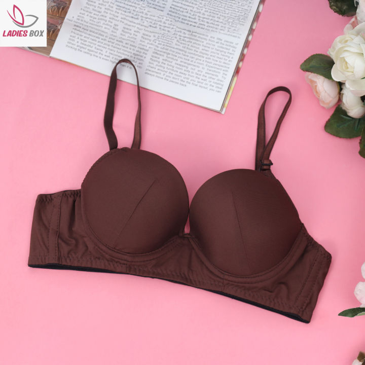 Cotton%20Foam%20Bra%20%7C%20With%20Wire%20Bra%20For%20Women%20%7C%20Dark%20Marron%20Solid%20Color%20-%20Image%203