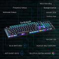 【Original HP Blue/Red Switch Mechanical Gaming Keyboard GK100F & GK400F】 Wired USB Keyboard with RGB & Blue LED Backlight ~ 104-Key Anti-Ghosting, 20 Lighting Modes for PC Gaming, Typing, PUBG, Laptop ~ By FunBug. 