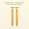 24k Gold T-shaped Vibrating Facial Roller Beauty Roller Slimming Face Massager Device Tightening Anti-wrinkle Facial Care Tools. 