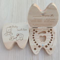 Baby Tooth Box English/ Spanish Wooden Boys Girls Deciduous Teeth Storage Case Baby Teeth Collect Souvenirs Gift Keepsakes. 