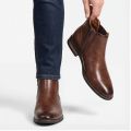 Chelsea Men Boots Fashion Brand Comfortable Leather Ankle Boots.