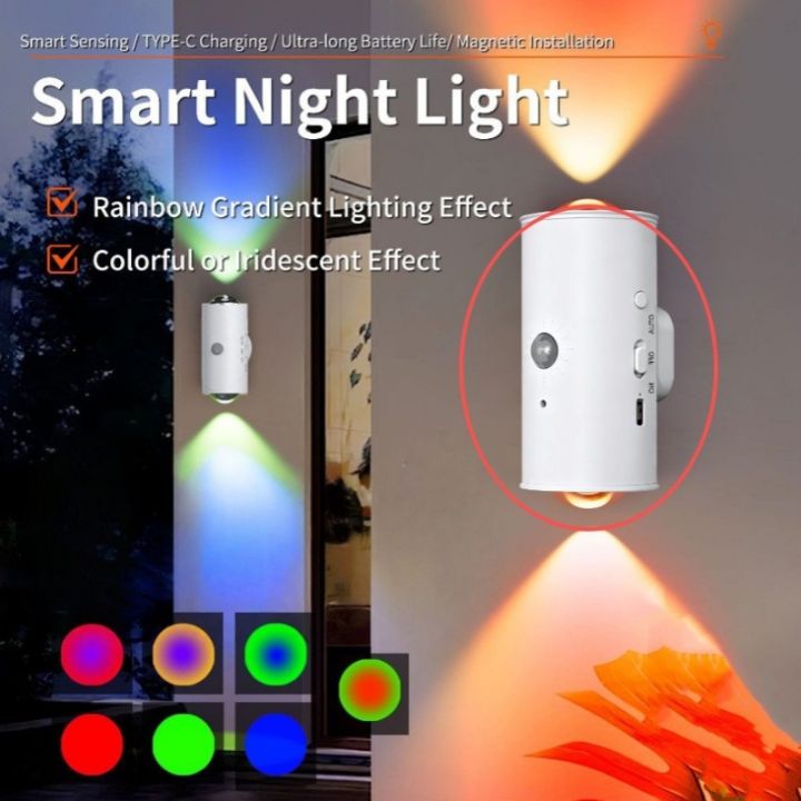 2/4-Pack Smart Cat Eye Dual Head Wall Light, Motion Sensor with Auto On/Off, 16 RGB Colors, 3M Range for Bedroom Hallway Stairs
