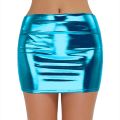 PU Leather Short Skirts for Women Club Prom Performance Solid High Waist Mini Skirt Gold Red Shine Bright Fladas Mujer XXL.