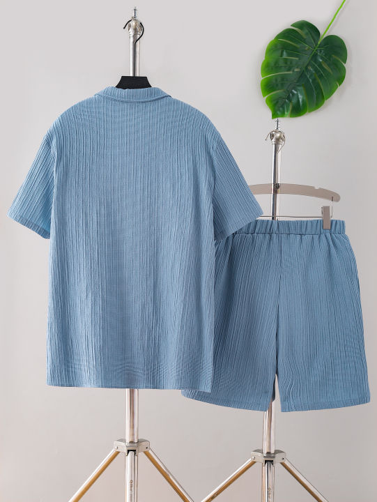 New%20adult%20summer%20open%20chest%20button%20short%20sleeved+loose%20shorts%20casual%20outfit%20-%20Image%202