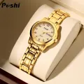 POSHI Original Waterproof Quartz Watch for Women Fashion Ladies Bracelet Luxury Stainless Steel Strap Date Week Women's Watches. 