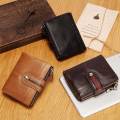 HUMERPAUL 100% Genuine Leather Mens Casual Wallet RFID Blocking Credit Card Holder with Zipper Coin Pocket Short Male Clutch Bag. 