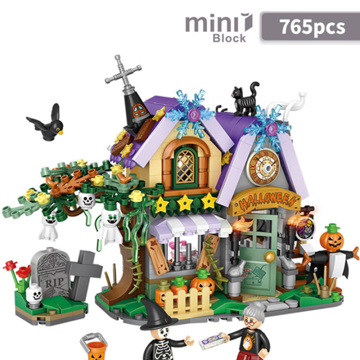 NEW%20Travel%20Pumpkin%20Cart%20Halloween%20House%20Store%20Street%20View%20Shop%20House%20Building%20Blocks%20Kit%20Girls%20Bricks%20Model%20Kids%20Toy%20Children%20-%20Image%203