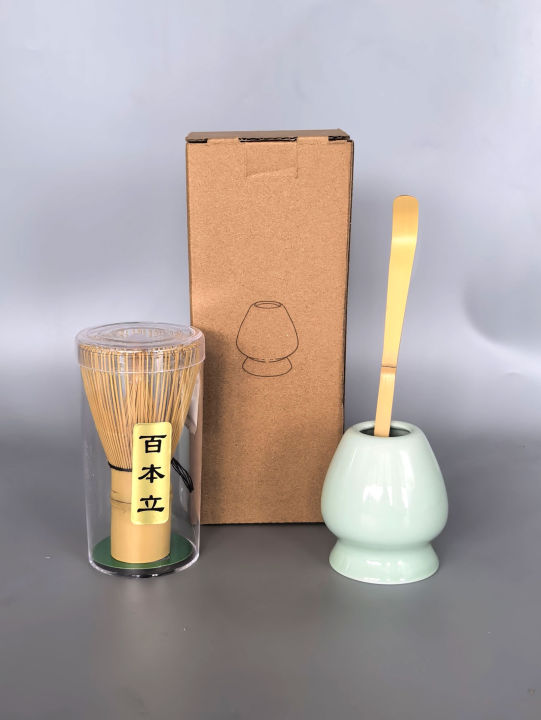 3pcs Matcha Set, Bamboo Whisk, Including Teaspoon, Ceramic Bowl, Traditional Tea Set, Home Tea Brewing Tools, Tea Set, Birthday