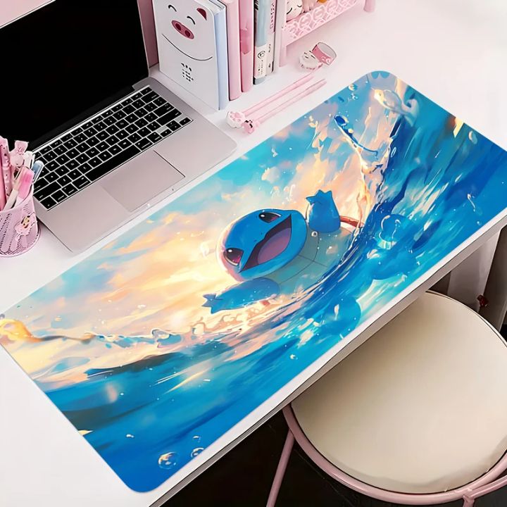 New Mouse Pad Larger XXL 90x40 Speed Mini Pc Computer Keyboard Pads Desk Mat P-pokemon Squirtle Gaming Accessories Home Mousepad