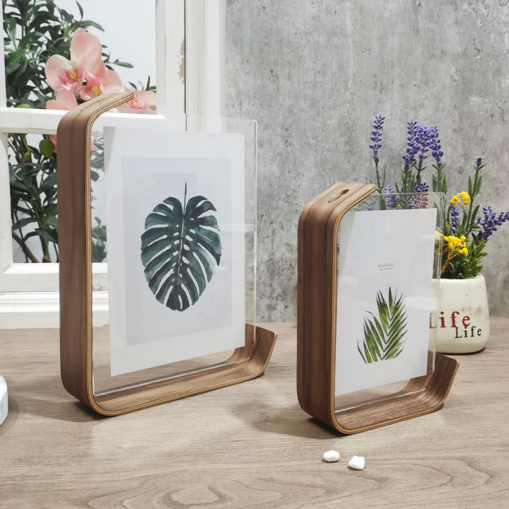 L-Shaped Floating Photo Frame, Unique Natural Grain, Wood Veneer ...