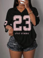  Casual Minimalist Letter NO.23 Graphic T-Shirt For Women Summer Sports Jersey Suitable For Basketball Games Y2k Ladies Clothes. 