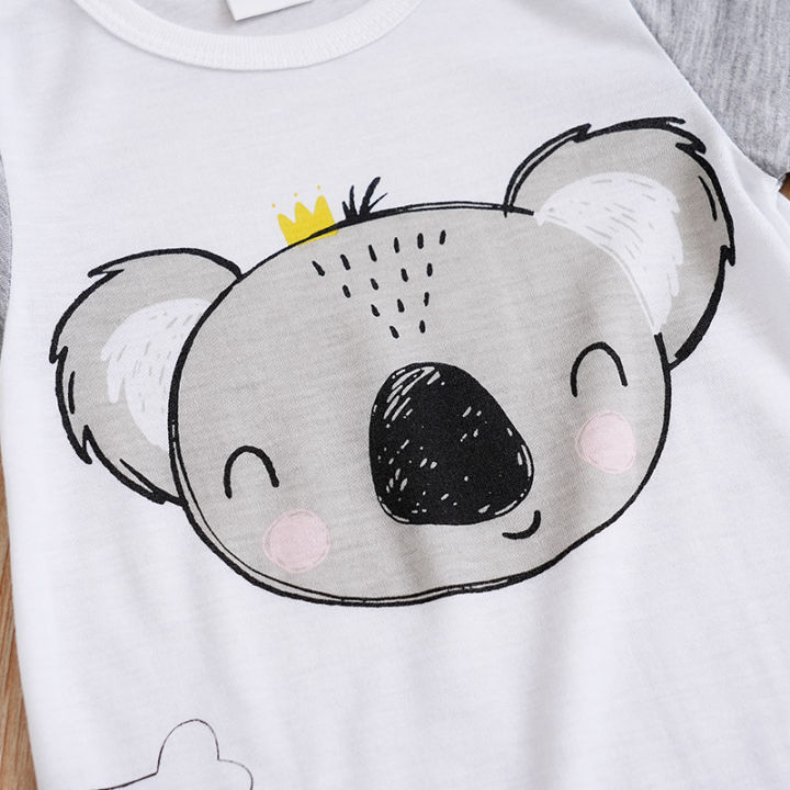 Newborn%20Baby%20Clothes%20Boy%20Grey%20koala%20print%20Jumpsuit%20Summer%20Short%20Sleeve%20Romper%200-18%20month%20Infant%20Toddler%20Pajamas%20One%20Piece%20Outfit%20-%20Image%204