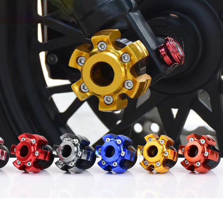 Motorcycle Front Fork Crash Protection Aluminum Frame Slider Protector Hexagonal Wheel Trim for Most Street Bikes Dirt Bike