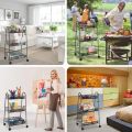 3 Tier Rolling Basket, Mesh Wire Multi-Function Storage Cart Shelves with Wheels for Home Kitchen Pantries, Detachable Metal Basket Rack for Food Fruit Vegetable Snacks, Easy Assembly (Black). 