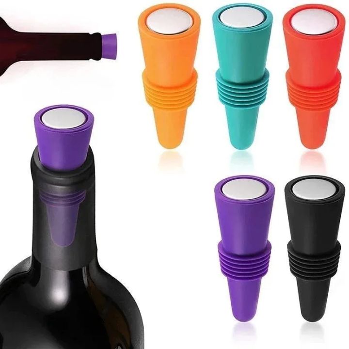 Silicone Wine Bottle Cap Air-Tight Leak Proof Stoppers for Champagne & Drinks Reusable Cork Replacement