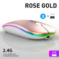 Bluetooth Wireless Mouse with USB, BT5.2 Rechargeable RGB Mouse for Laptop, PC, Macbook, 2.4GHz, 1600DPI. 