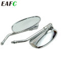 1Pair 10mm Motorcycle Mirror Chrome Oval Retro Rearview Side Mirrors E-Bike Rearview Mirrors For Honda Yamaha.