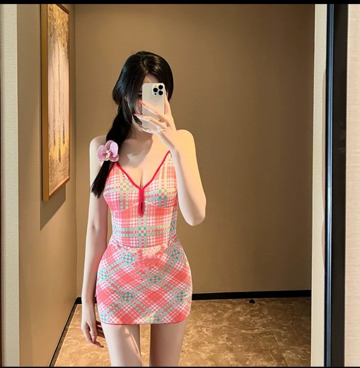 Women%20%20One%20Piece%20Swimwear%20Style%20Cute%20Checkered%20Open%20Back%20Bathing%20Suit%20Sweet%20Simple%20Swimsuit%20Summer%20Beachwear%20Swimsuit%20Dress%20-%20Image%207