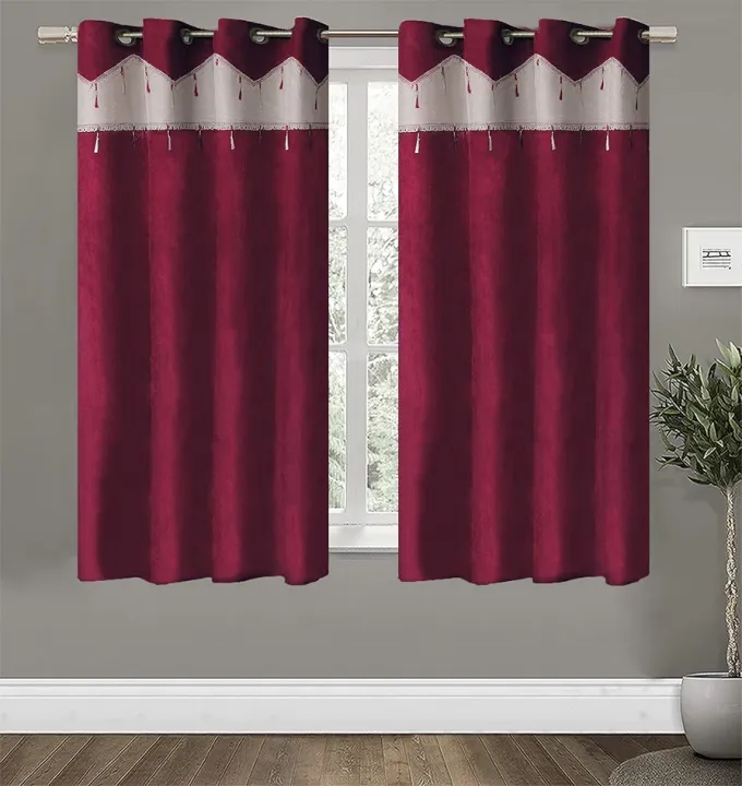 Silk%20Jhalar%20Maroon%20Window/Door%20Curtain%201%20Pcs%20(Size%204F%C3%976.5F)%20-%20Image%204
