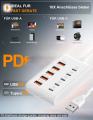 10 Ports USB Charger 5USB+5PD Power Strip Multi Port Type C Wall Charger With 1M Cable For iPhone QC3.0 Adapter.