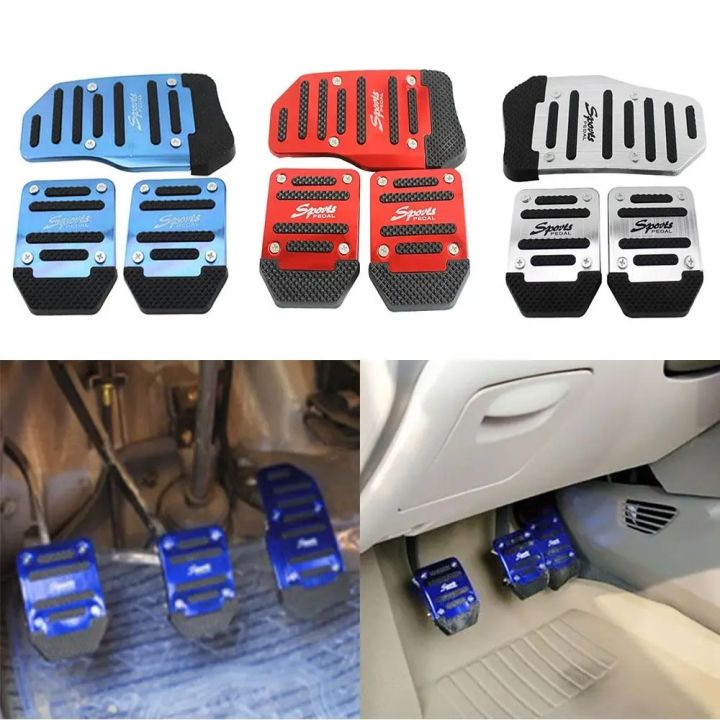 Universal Aluminum Automatic Transmission Car Foot Gas Blue Pedal Set Red Silver Cover Non-Slip Pedals Brake Kit Fuel
