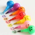 7 Color Crayons Cartoon Smiley Face. 