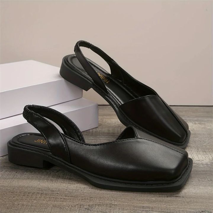 Leather%20Toe%20Cap%20Sandals%20for%20Women%202024%20New%20Flat%20Bottomed%20Square%20Toe%20Single%20Shoes,%20Retro%20Exterior%20Wear,%20Anti%20Slip%20Beach%20Slippers%20-%20Image%205