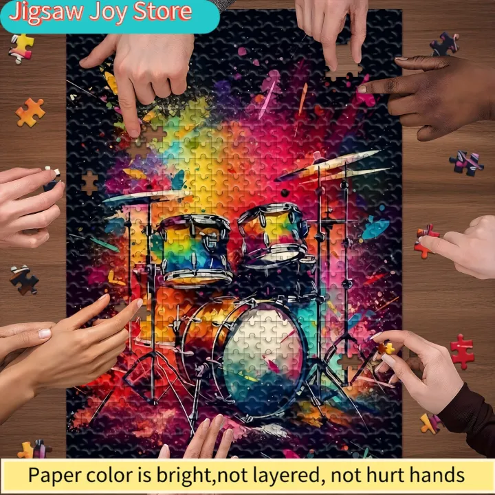 Wooden%20Jigsaw%20Puzzle%20for%20&%20Families%20-%20Colorful%20Drum%20Rhythm%20Design,%20Intermediate%20Challenge%20with%20Vibrant%20Splash%20Art,%20Portable%20&%20-%20Image%206
