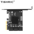 TISHRIC PCIE 4X To 6 Ports SATA 3.0 6 Gbps Expansion Card Pcie Splitter Controller PCI-Express 4x 8x 16x Add On Card for HDD SSD. 