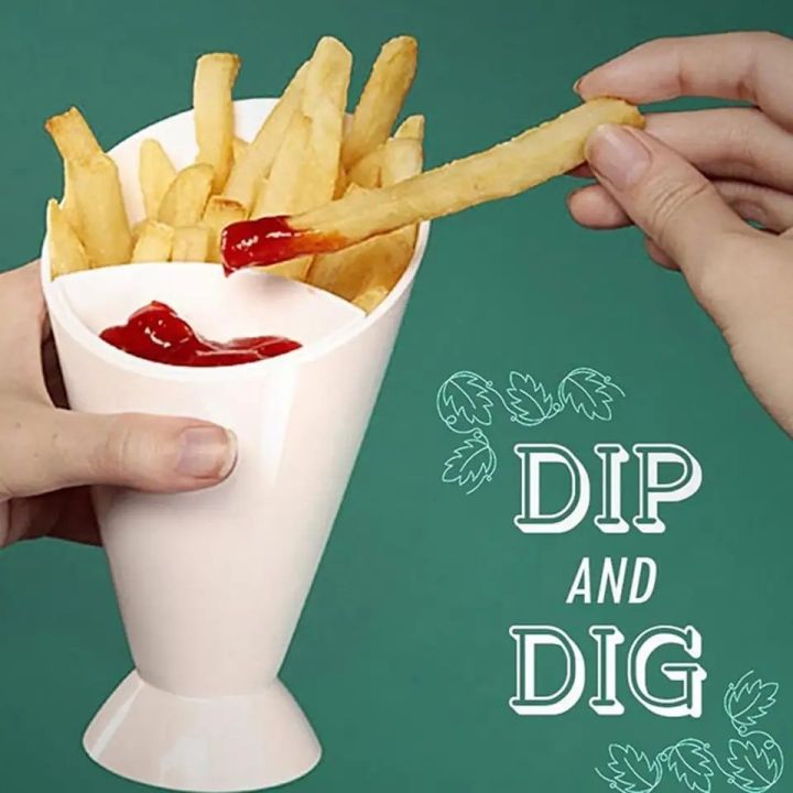 French Fries Ketchup Cone  Dipping Cone Mayo Garlic Sauce Dip and Fries Cone 1 piece