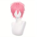 Short Pink Cosplay Wig Short Spiky Fluffy Heat Resistant Layered Synthetic Hair Men Women Halloween Party Wig. 