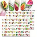 2 Sheet Abstract Line Fruit Water Nail Sliders Geometry Pawpaw Watermelon Avocado Image Decal Summer Tropical Charm Tattoo Foils. 