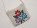 Cross Stitch Design Hand Bag. Jute Fabric/Hessian Gorgeous Floral Design Side Bag - Bag. 