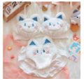 Japanese lolita girls Plush lingerie with underpants no steel ring push-up bra set warm lingerie  underpants suit bralette. 