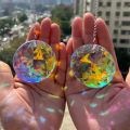2pcs, Round Crystal Sun Catchers, Glass Prism Hanging Sun Catchers, Rainbow Maker For Window, Balcony, Kitchen, Garden Decorat. 