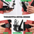 6-in-1 Chest Strap Mount Phone Clip Holder For iPhone Smartphones SJCAM AKASO Insta360 Osmo Action Camera.