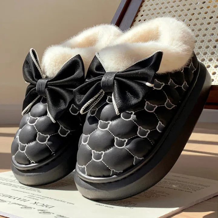 Platform%20Ankle%20Boots%20Female%20Bowknot%20Designer%20Winter%20Snow%20Booties%20Indoor%20Fluffy%20Slippers%20Women%20House%20Flats%20Fashion%20Footwear%20Warm%20-%20Image%207
