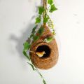 One Hanging Bird Nest with two birds & plant for home and garden decor. Babui Pakhir Basha of 02 size, ( Height with hanging rope15 inch & 14 inch ).
