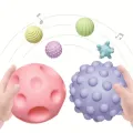 4PCS Set Soft Rubber Multi-Texture Baby Grab Ball Toy Exercise Grasp Ability Hand Grab Ball. 