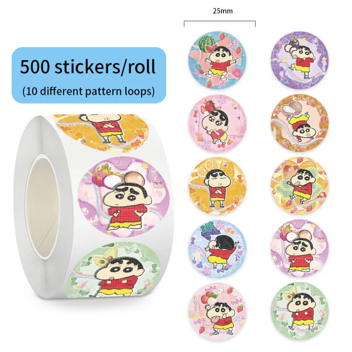 500pcs/Roll Cute Crayon Shin-chan Roll Cartoon Graffiti Sticker ...